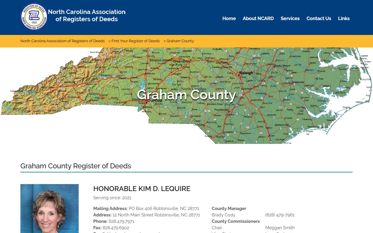 NCARD Graham County Register of Deeds listing