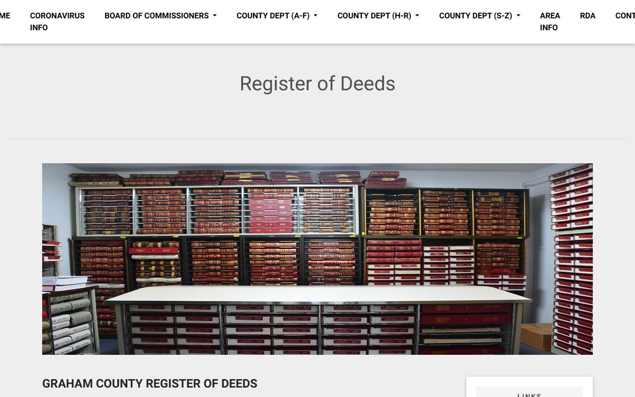Graham County Register of Deeds page