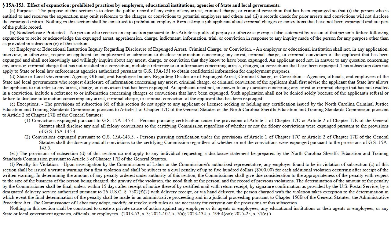 Graham County criminal court records expunction effect statute