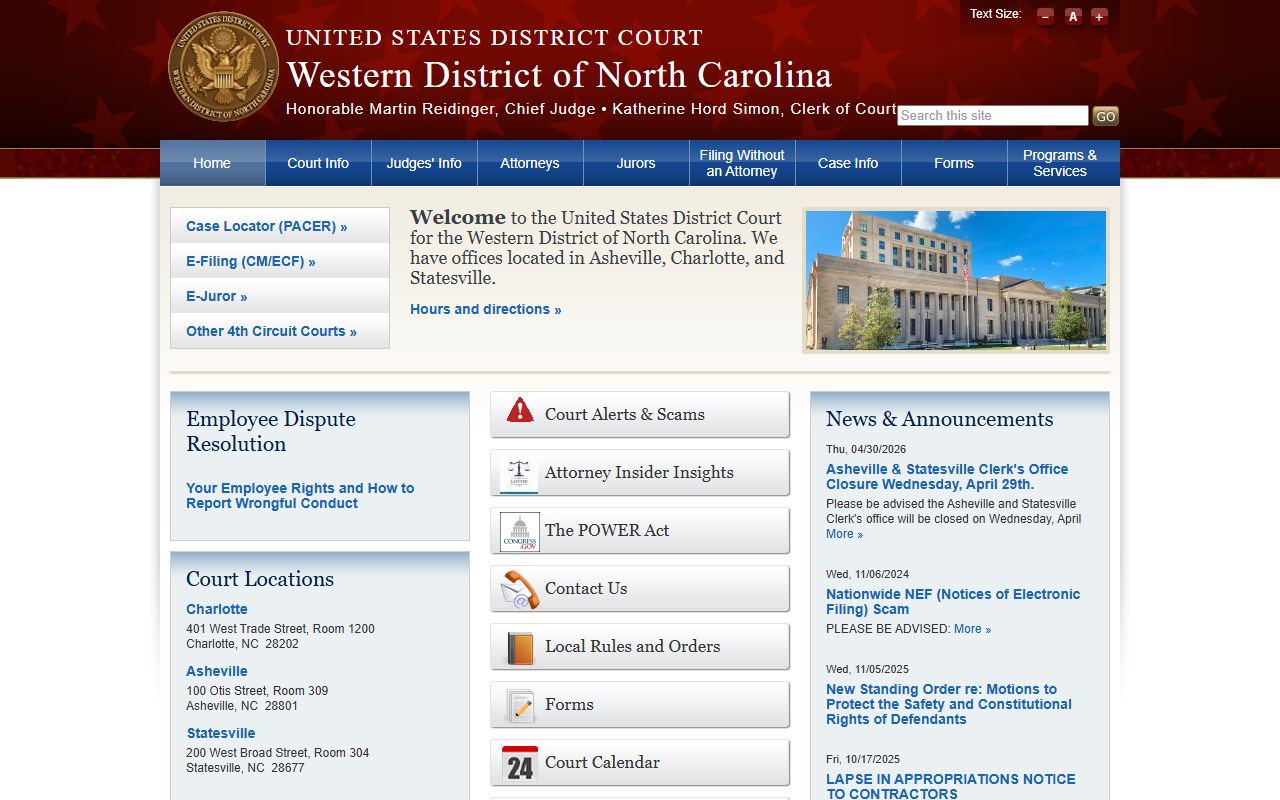 Graham County inmate search federal court source for Western District of North Carolina