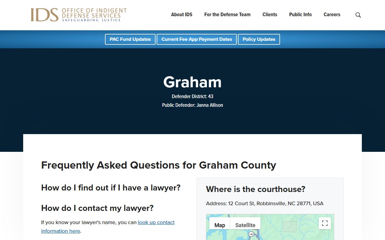 Graham County warrant search related NCIDS courthouse and defender information