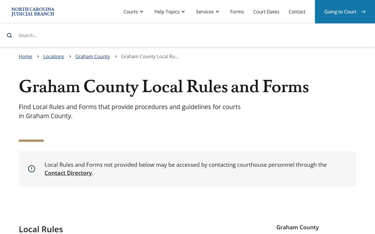 Graham County court records local rules and forms
