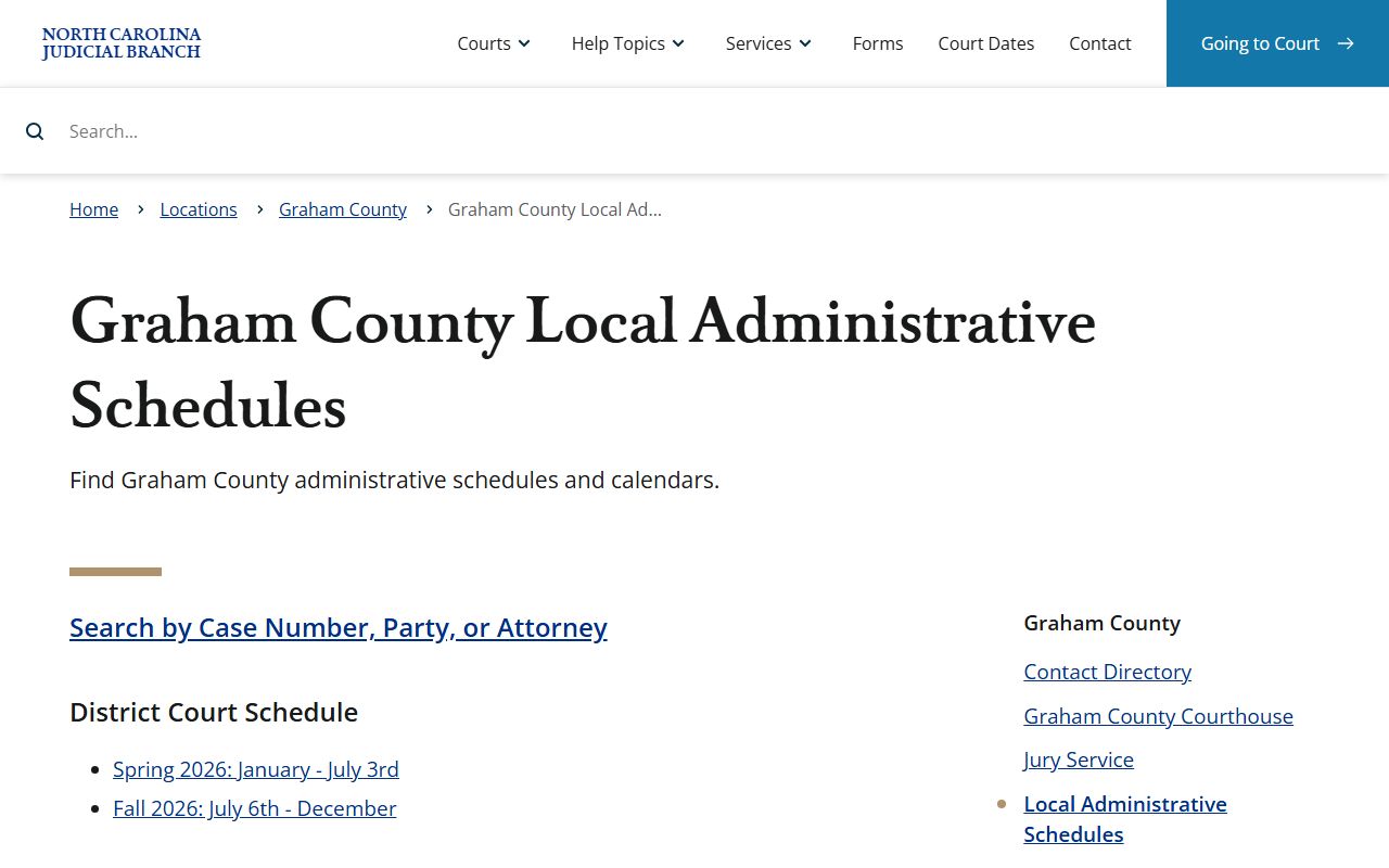 Graham County court records local administrative schedules