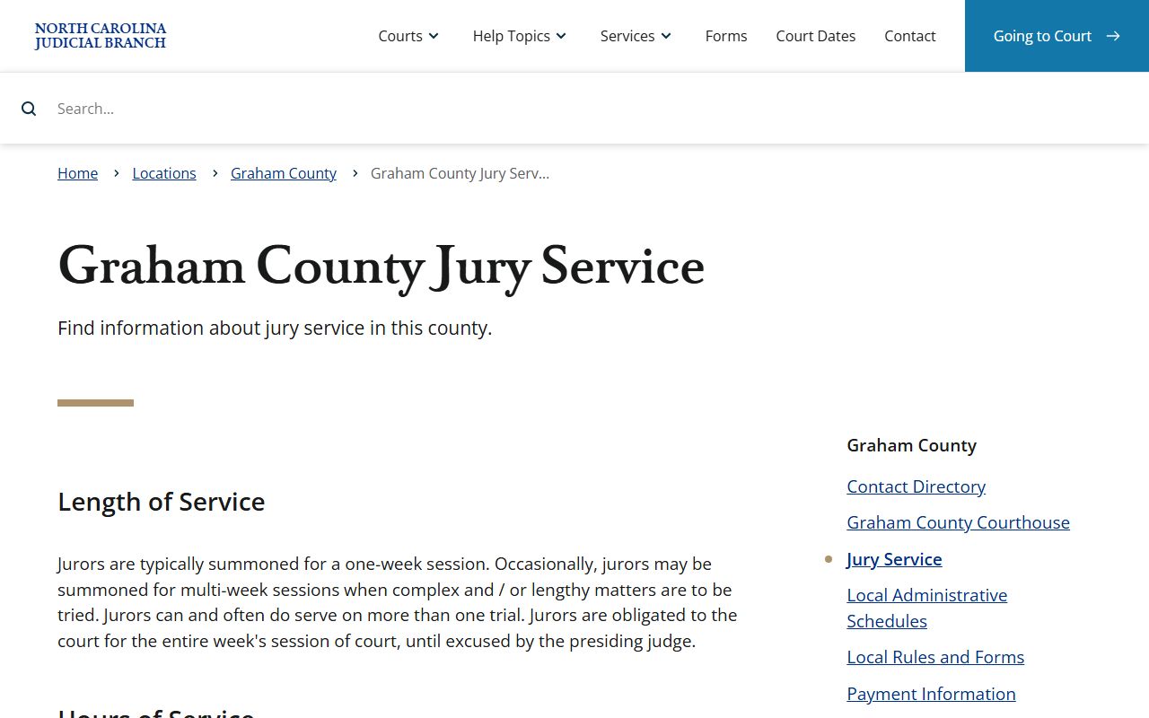 Graham County court records jury service information