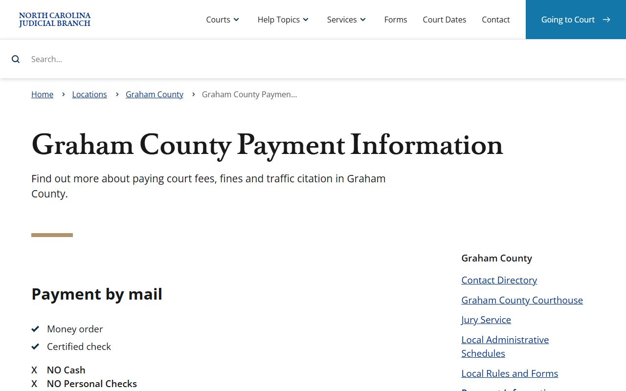 Graham County court records payment and sheriff routing information
